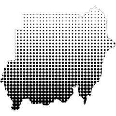 Fototapeta premium Illustration of map with halftone dots - Sudan.