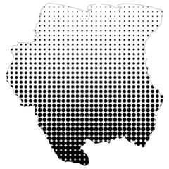 Illustration of map with halftone dots - Suriname.