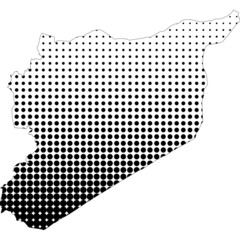Illustration of map with halftone dots - Syria.