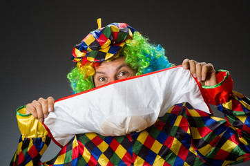 Funny clown in colourful costume
