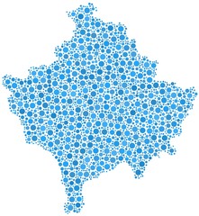 Map of the Cote d'Azur - France - in a mosaic of blue bubbles