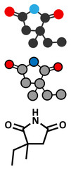 Ethosuximide anticonvulsant drug molecule.