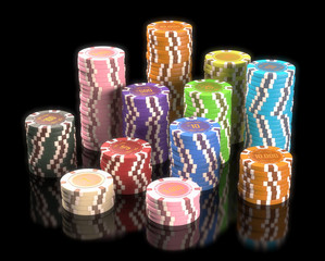 Gambling chips. Clipping path included.