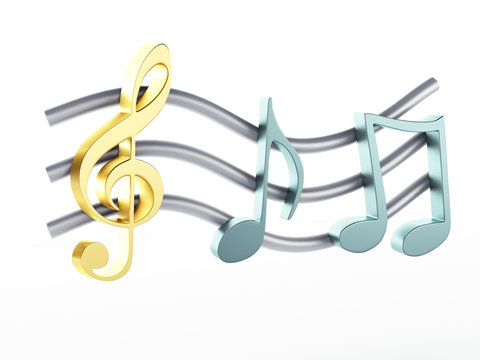 music note 3D. Isolated on white background