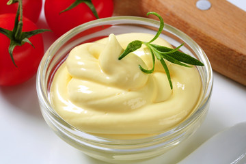 Bowl of mayonnaise salad dressing