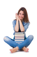 Fototapeta premium Young student isolated on the white background