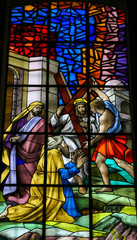 Jesus carrying the cross on the Via Dolorosa