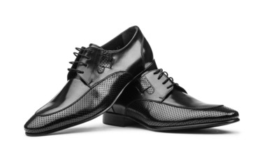 Pair of male shoes isolated on the white