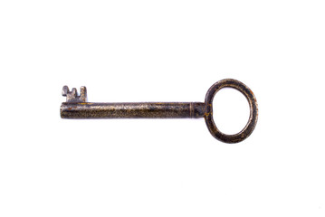 Old key isolated on white background