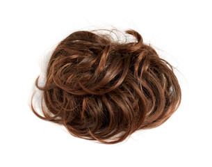 Naklejka premium Brown short wig isolated on white background