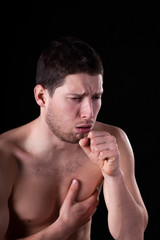 Man having bronchitis