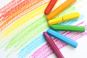 Fototapeta premium Colored crayon drawing