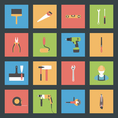 Building flat icons set