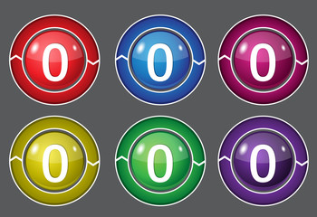 0 Number Circular Vector Colorful Web Icon Set Button