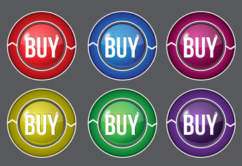 Fototapeta na wymiar Buy Circular Vector Colorful Web Icon Set Button