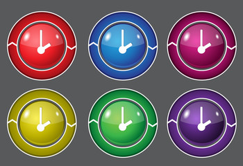 Clock Circular Vector Colorful Web Icon Set Button