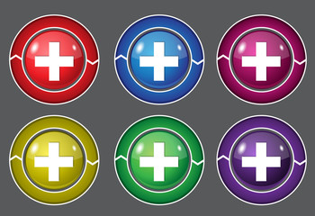 Plus Circular Vector Colorful Web Icon Set Button