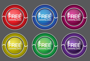 Free Download Glossy Shiny Circular Vector Button