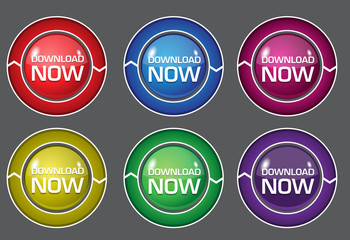 Fototapeta na wymiar Download Now Glossy Shiny Circular Vector Button