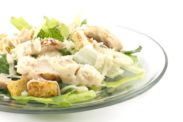 Chicken Caesar Salad Isolated on White