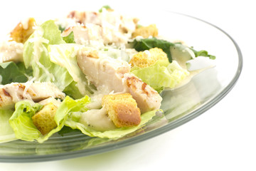 Chicken Caesar Salad Isolated on White