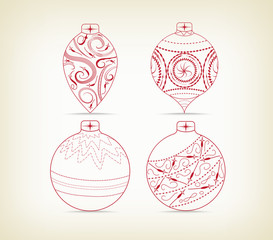 set of christmas balls doodle for design