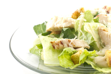 Chicken Caesar Salad Isolated on White