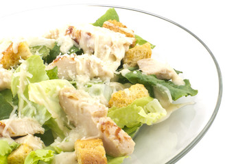 Chicken Caesar Salad Isolated on White