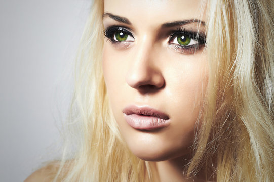 Beautiful Face of Young Woman.Blond girl.close-up