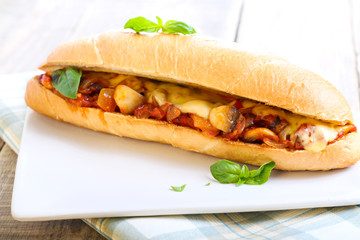 Mushroom  and cheese sandwich