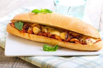 Mushroom  and cheese sandwich