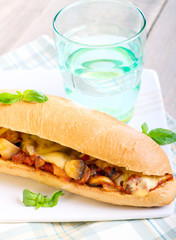 Mushroom  and cheese sandwich