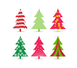 set of christmas trees for design
