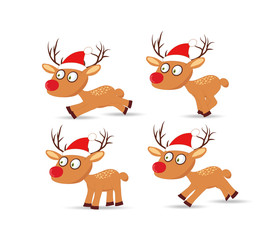 set of deers and hat christmas for design