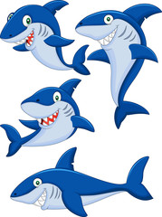 Obraz premium Cartoon shark collection set