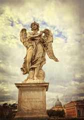 Fototapeta na wymiar Statue of an angel - Castle of the Holy Angel Rome Italy