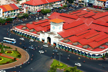 Overview Ben Thanh market, Ho Chi Minh, Vietnam on day