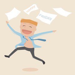 Businessman happy on friday.