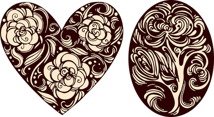 Oval and heart decorative images