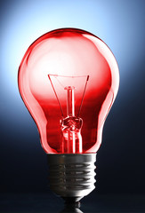 Color light bulb on dark background