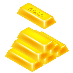 gold bar pyramid 3D design isolated