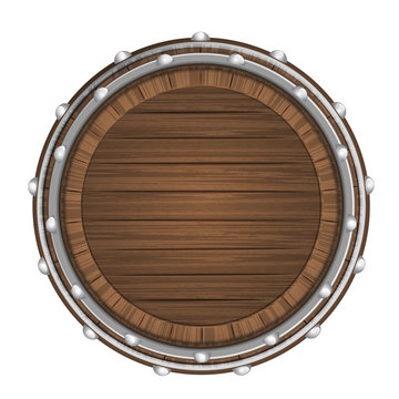 wooden barrel top object 3D design isolated