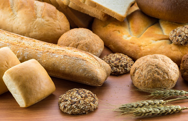 assortment of baked bread