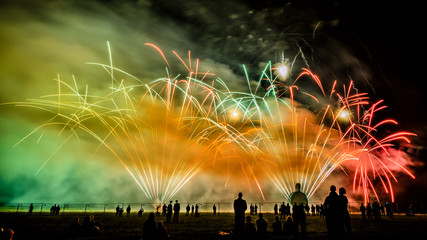 Colorful fireworks over night sky