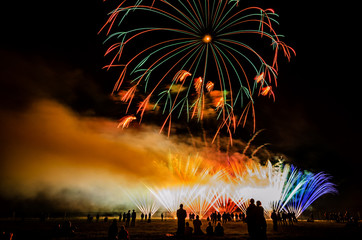 Colorful fireworks over night sky
