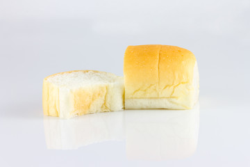 Sliced bread on white background
