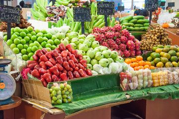 Fruits and vegetables at a farmers market