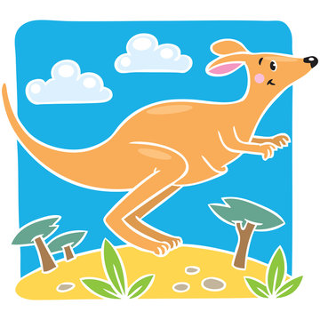 Children vector illustration of little kangaroo.