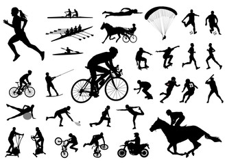 30 high quality sport silhouettes - vector - obrazy, fototapety, plakaty