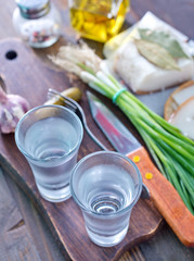 vodka, lard and cucumbers